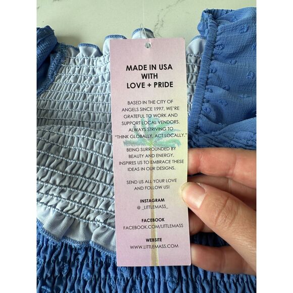 NWT Tru Luv Blue Smocked Cropped Top Size 10 - Picture 6 of 8